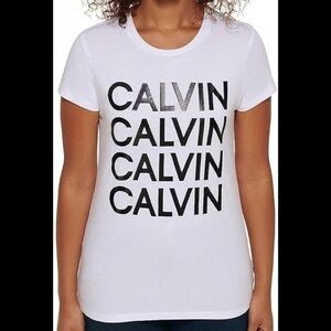Calvin Klein Jeans Ladies' Logo Tee, White, XXL-NWOT